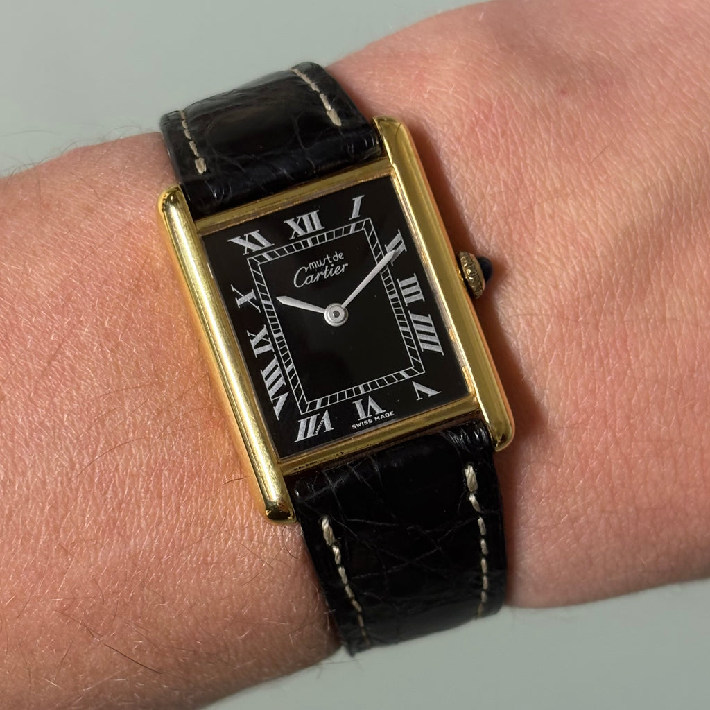Cartier Tank GM black dial with buckle