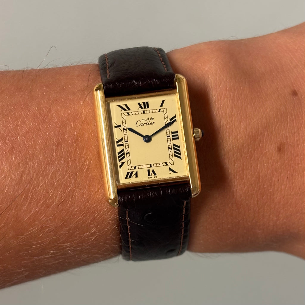 Cartier Tank champagne GM with original buckle