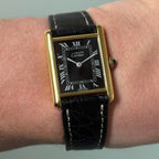 Cartier Tank GM black dial with buckle