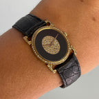 Piaget Onyx & Diamond Wristwatch – 18K Gold, Factory Diamond Dial