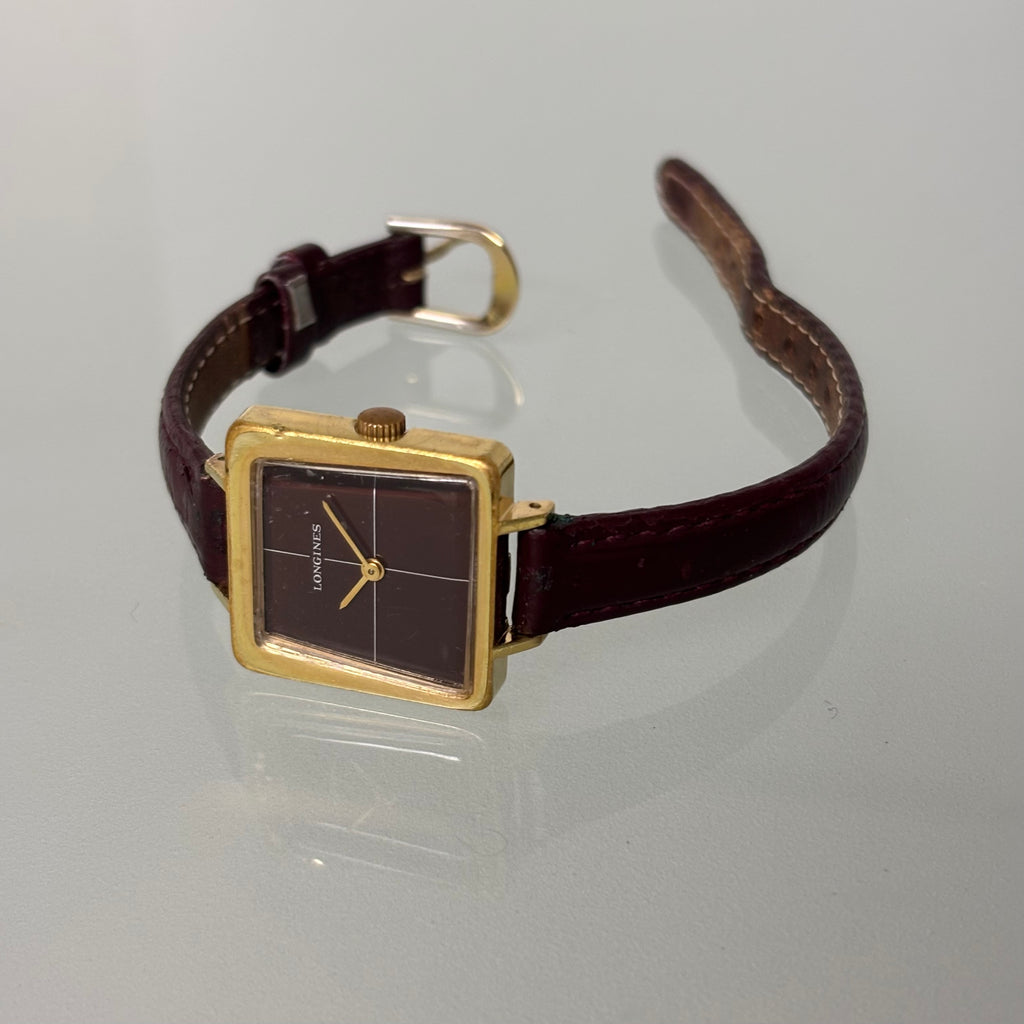 Longines square ladies burgundy