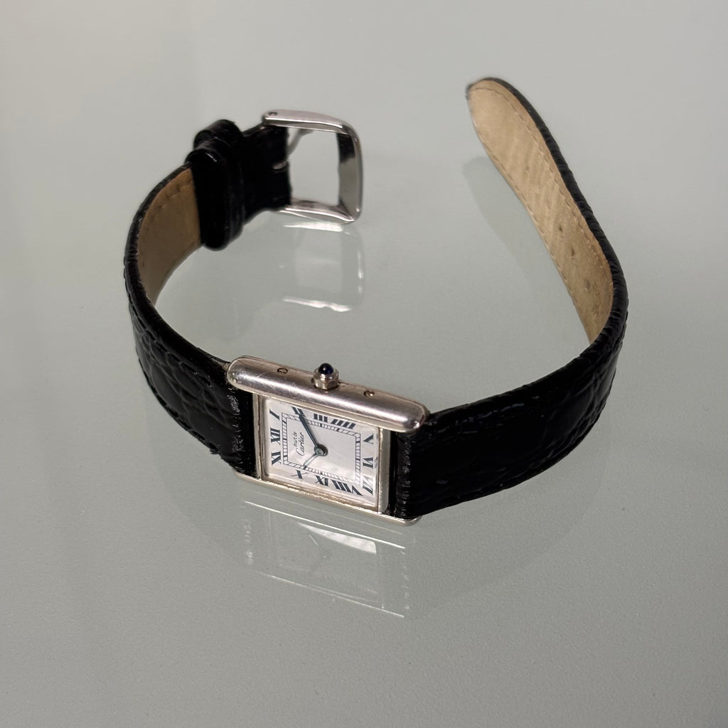 Cartier Tank PM Silver Blue roman numerals