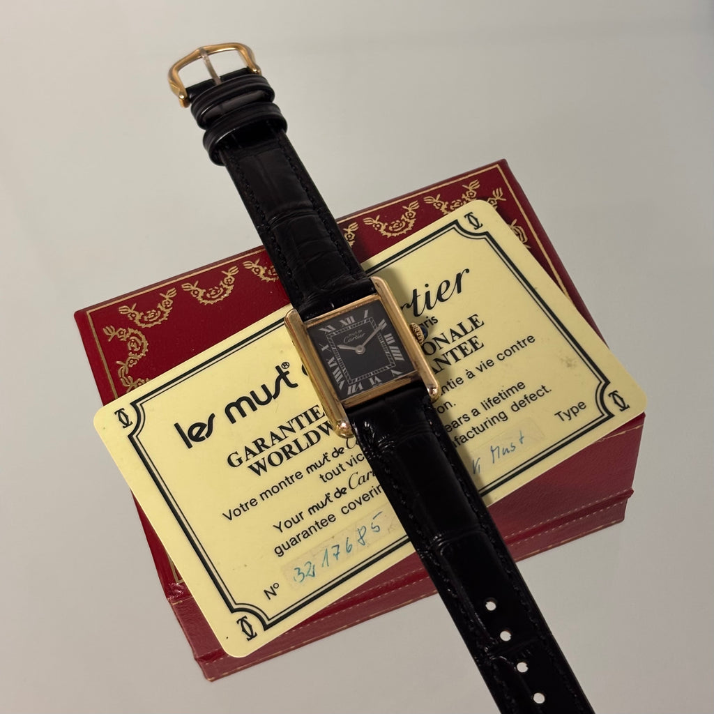 Cartier Tank PM Black dial Full Set