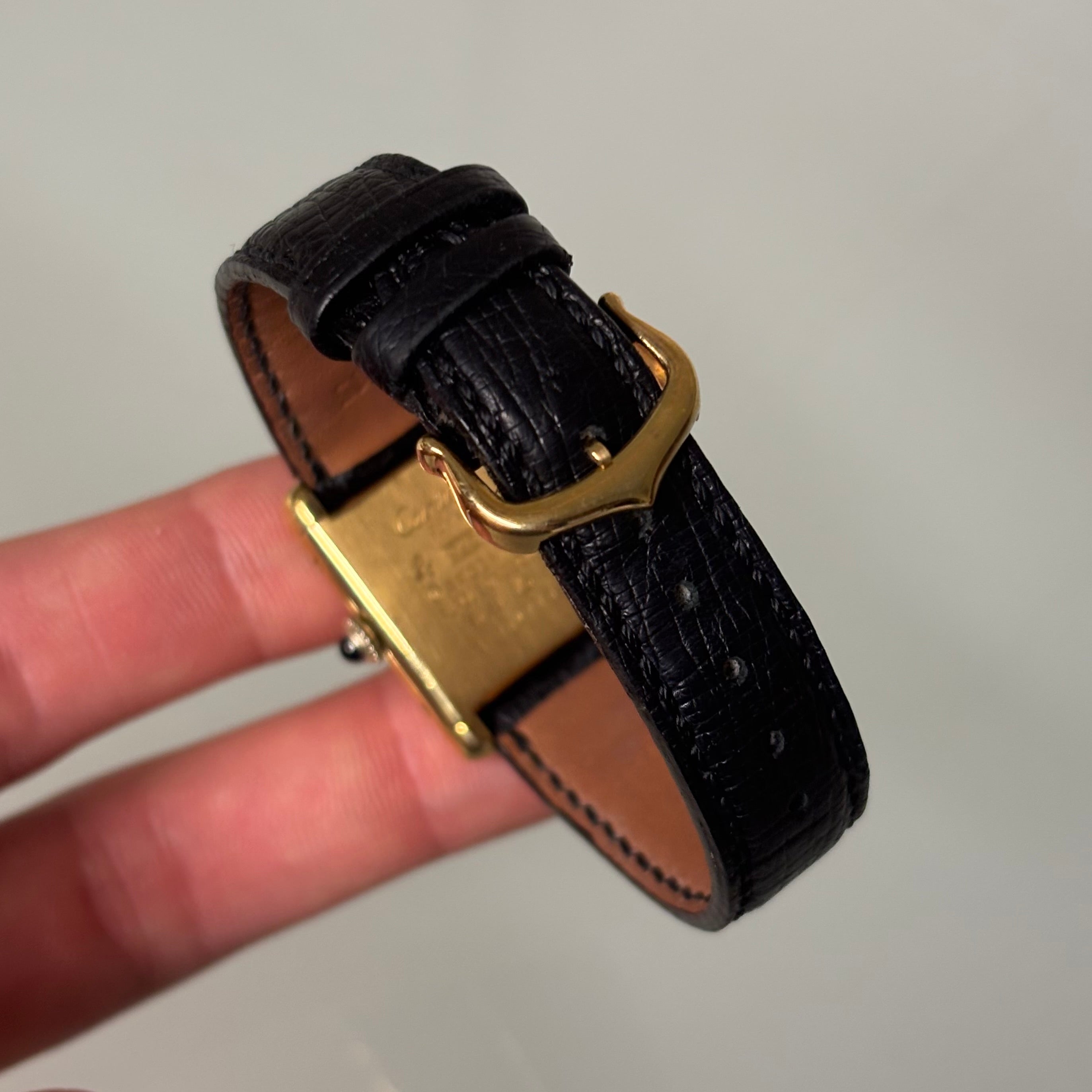 Cartier Tank PM Black dial with buckle