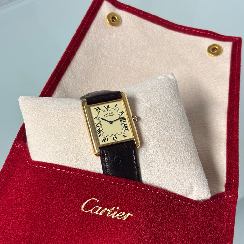 Cartier Tank champagne GM with original buckle