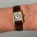 Cartier Tank PM Opaline with original strap & clasp