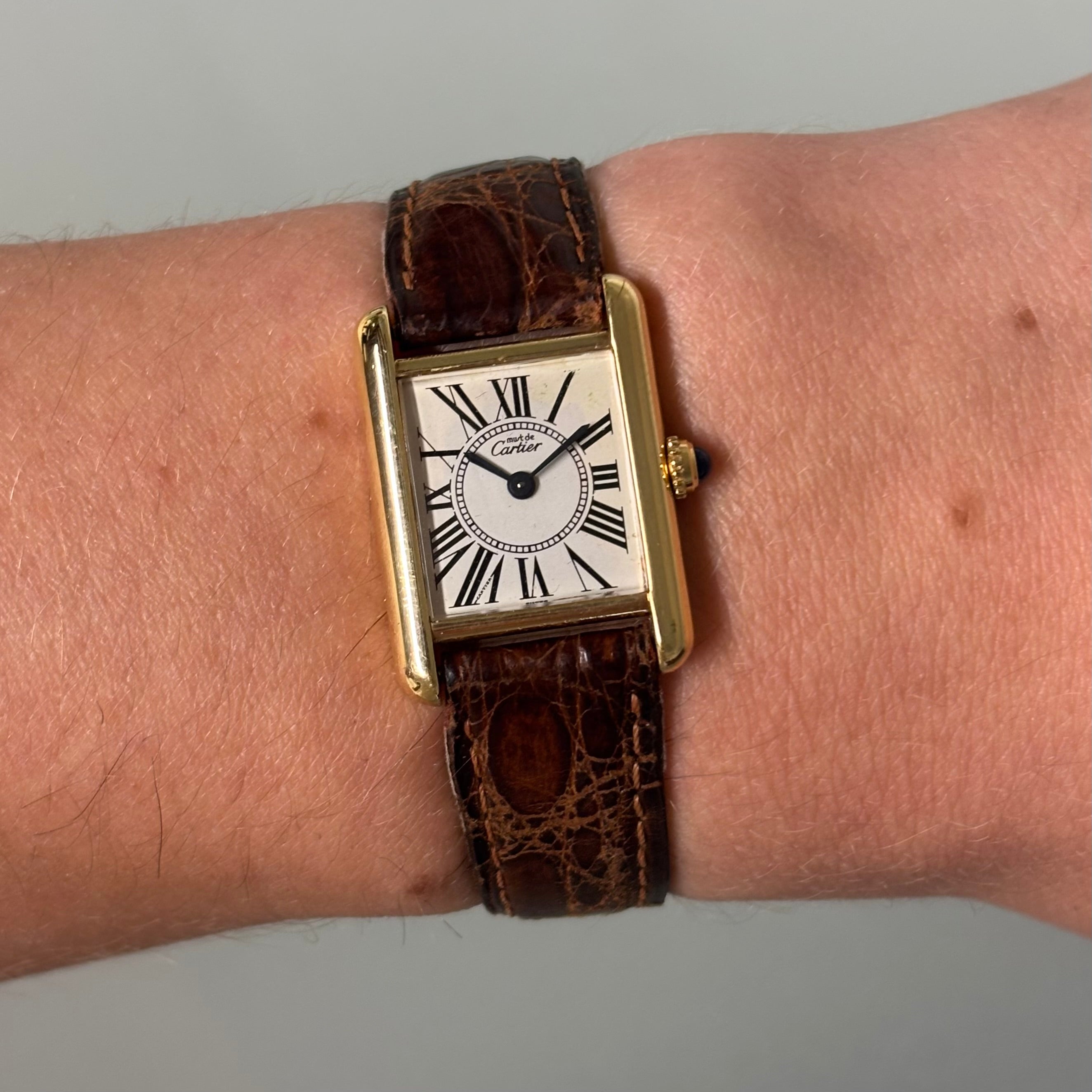 Cartier Tank PM Opaline with original strap & clasp