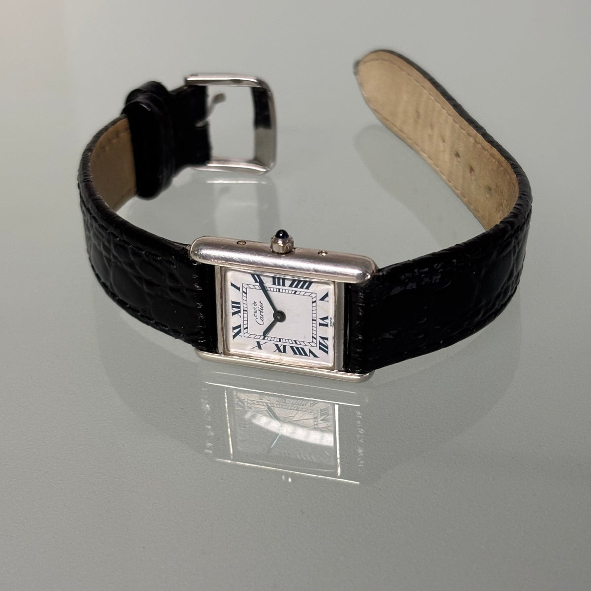 Cartier Tank PM Silver Blue roman numerals