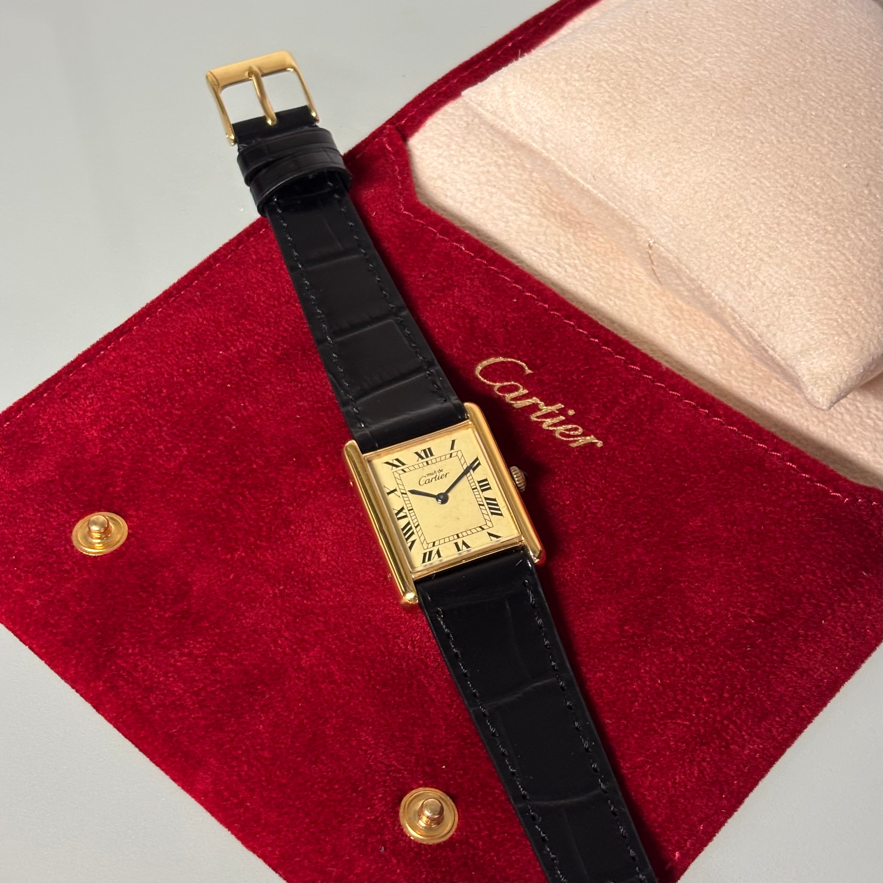 Cartier tank GM lemon Roman numeral dial