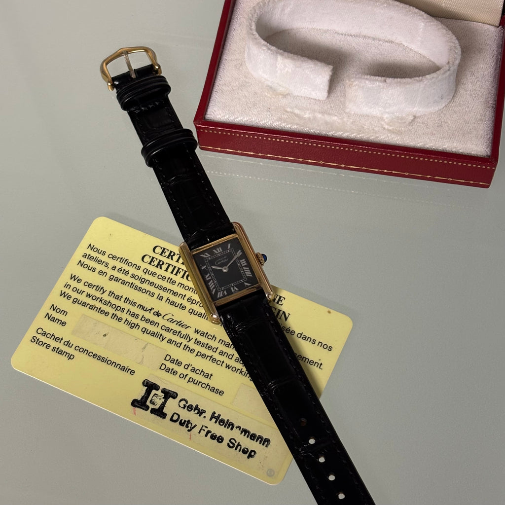 Cartier Tank PM Black dial Full Set