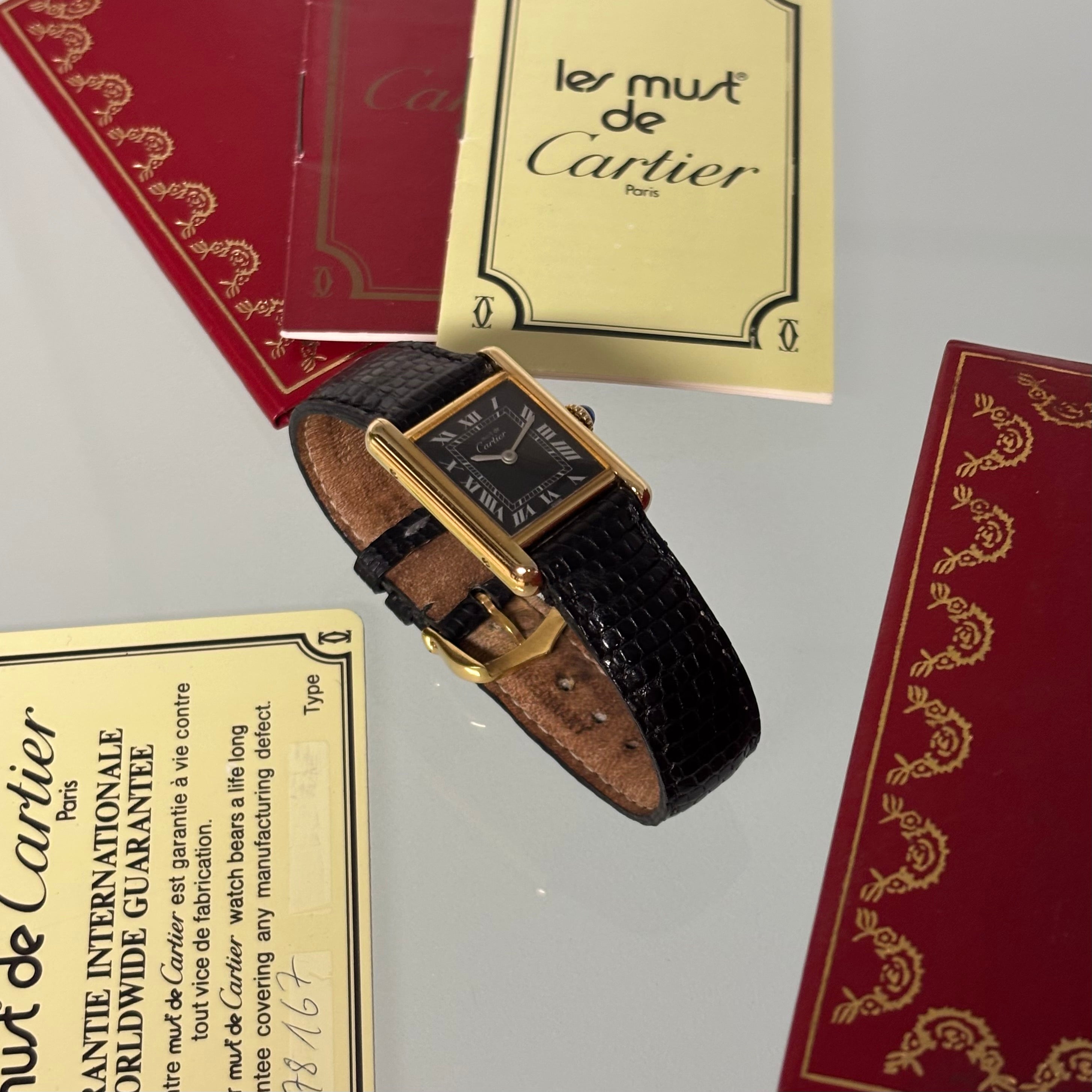 Cartier Tank PM Black/White dial FULL SET