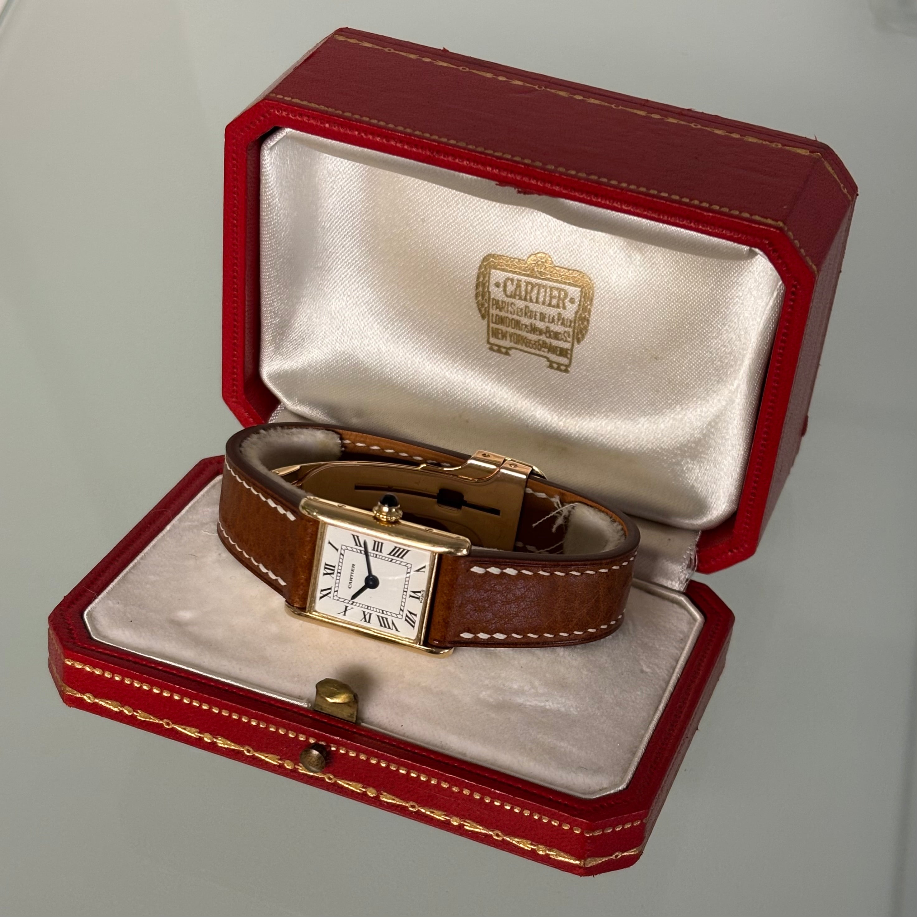 Cartier Tank 1960s with original 18k deployant & box