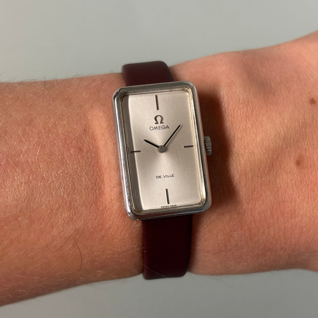 Omega De Ville NOS Tank – Double Signed Silver Dial