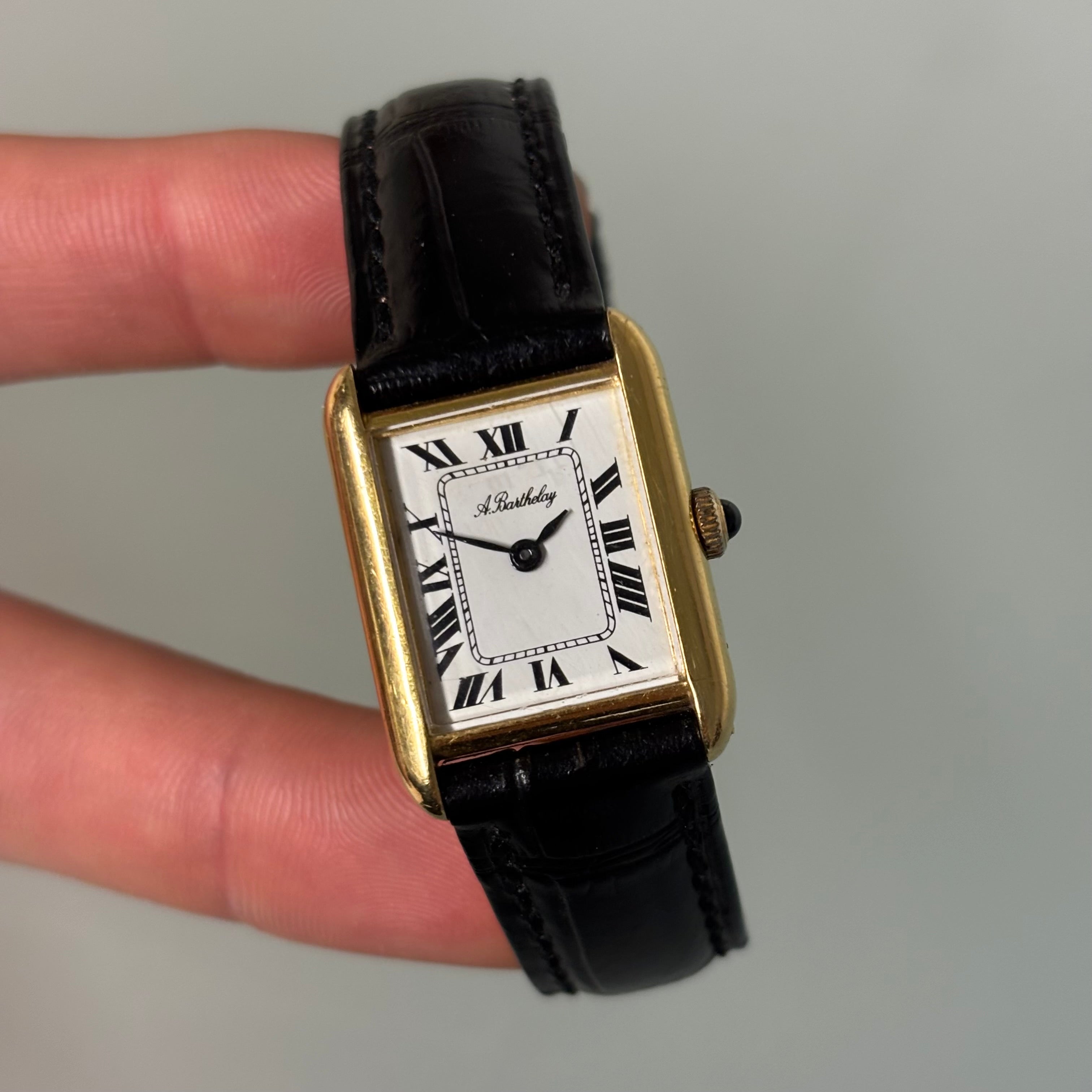 Alexis Barthelay Tank Petit Model – 18K Gold with Sapphire Crown