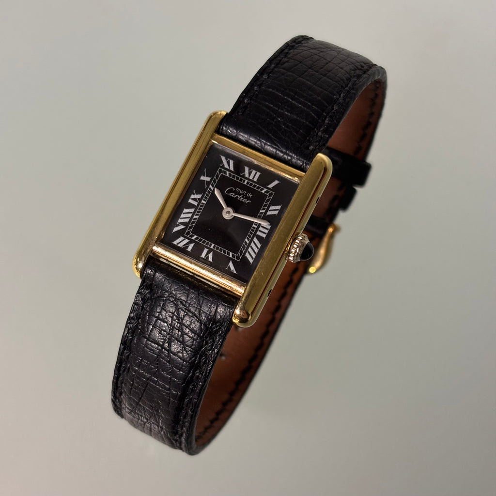 Cartier Tank PM Black dial with buckle