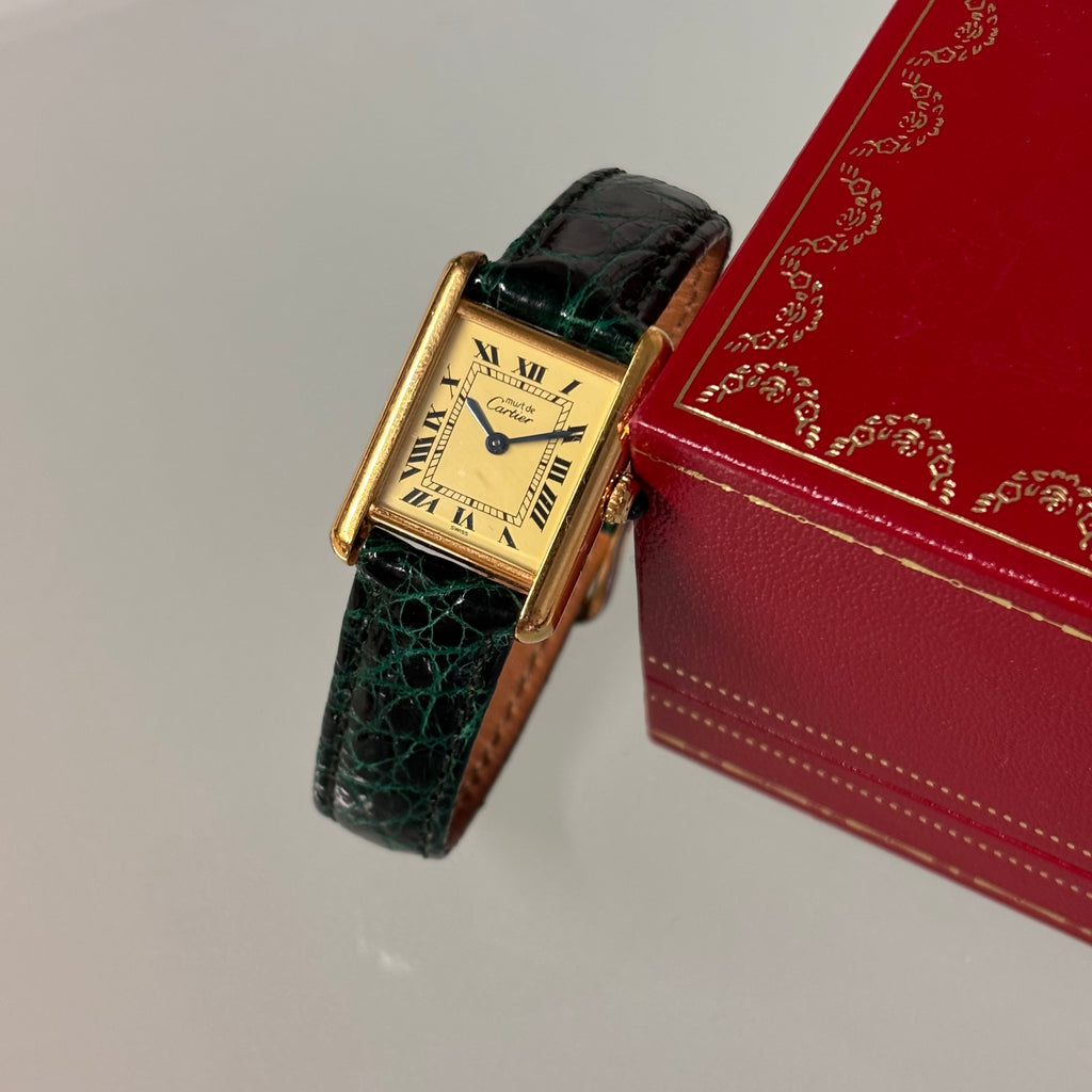 Cartier Tank PM Champagne dial with box & booklets