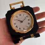 Cartier Gold & Black Table Clock – Vintage Decorative Timepiece