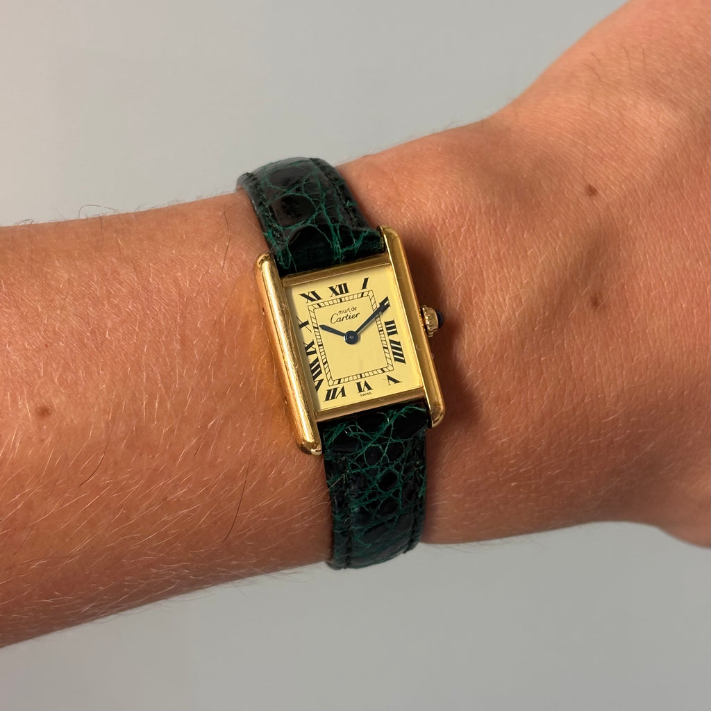 Cartier Tank PM Champagne dial with box & booklets