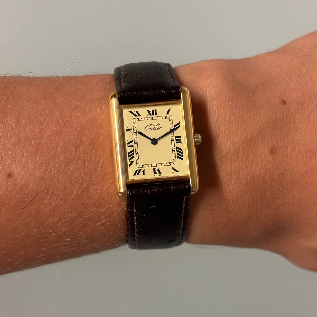 Cartier Tank champagne GM with original buckle