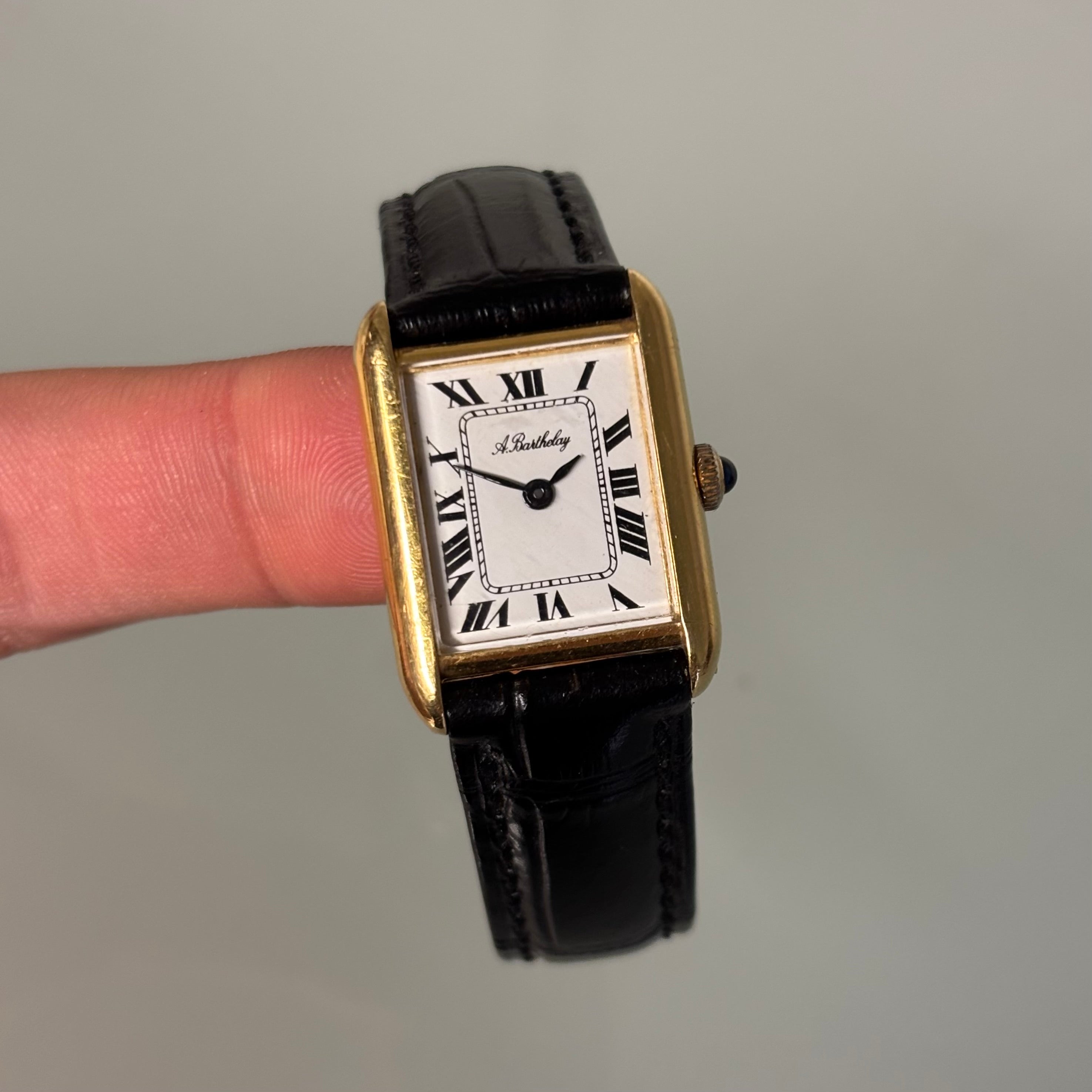 Alexis Barthelay Tank Petit Model – 18K Gold with Sapphire Crown