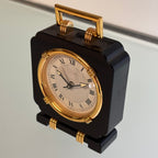 Cartier Gold & Black Table Clock – Vintage Decorative Timepiece