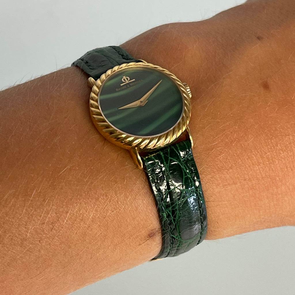 Beaume & Mercier 18k malachite with rare clasp