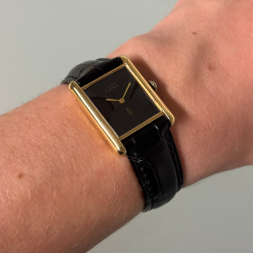 Cartier Tank GM black dial with original buckle