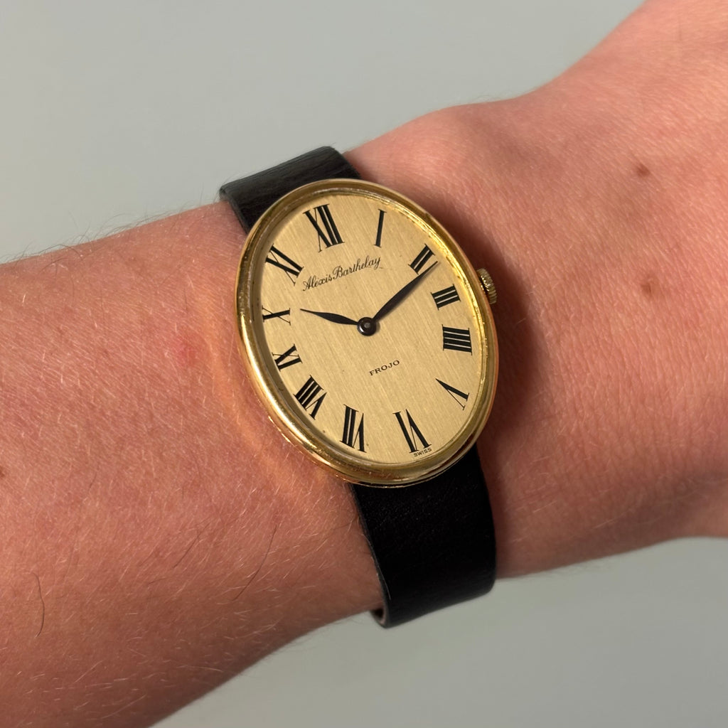 Alexis Barthelay Oval Wristwatch – Frojo Signed Dial, 18K Gold