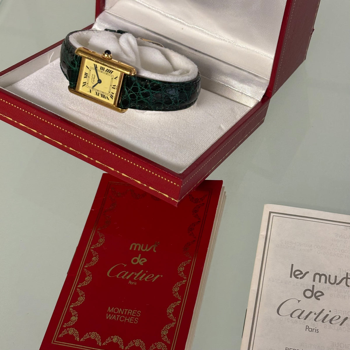 Cartier Tank PM Champagne dial with box & booklets