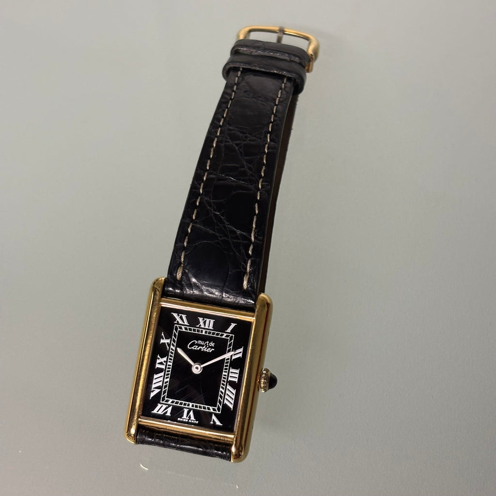 Cartier Tank GM black dial with buckle