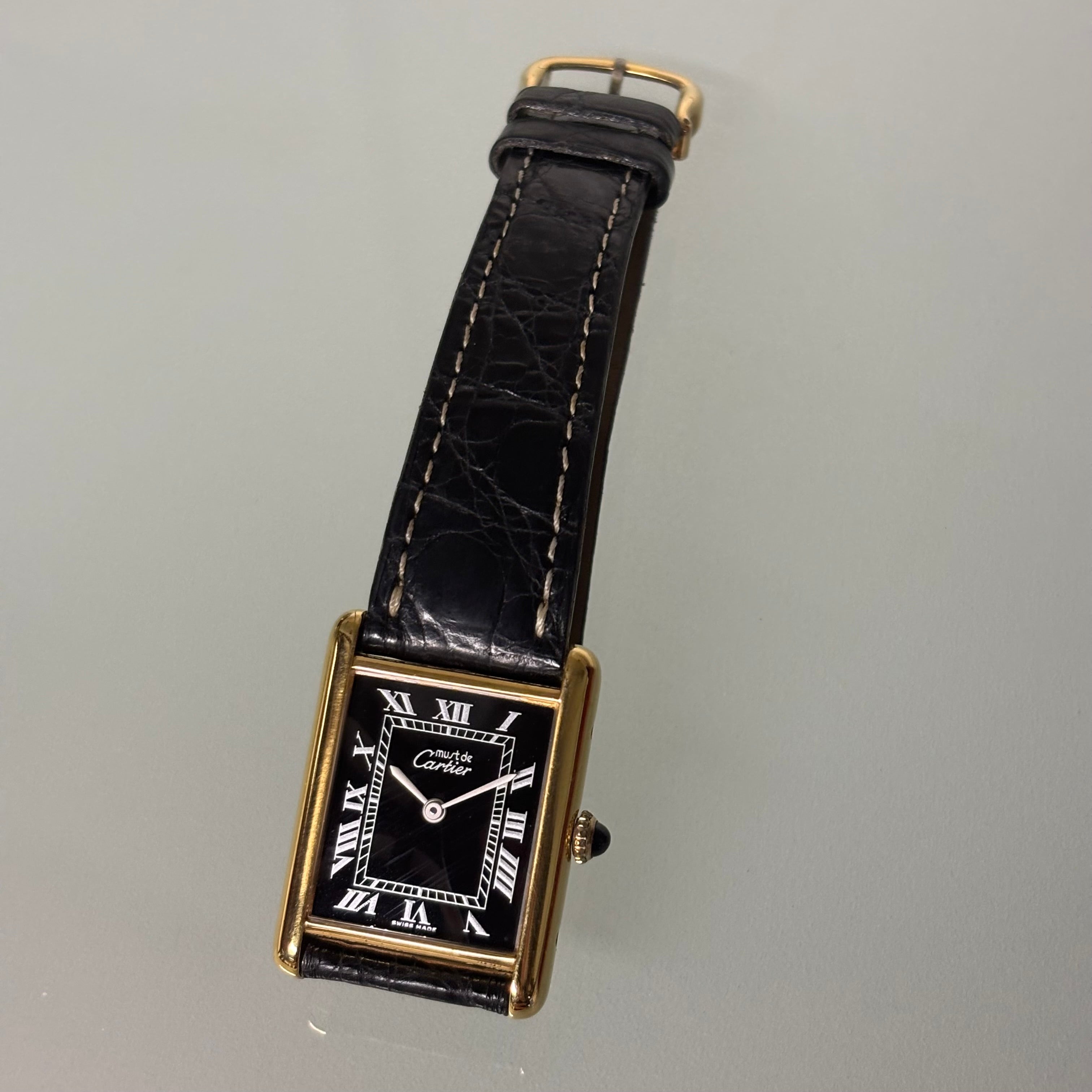 Cartier Tank GM black dial with buckle
