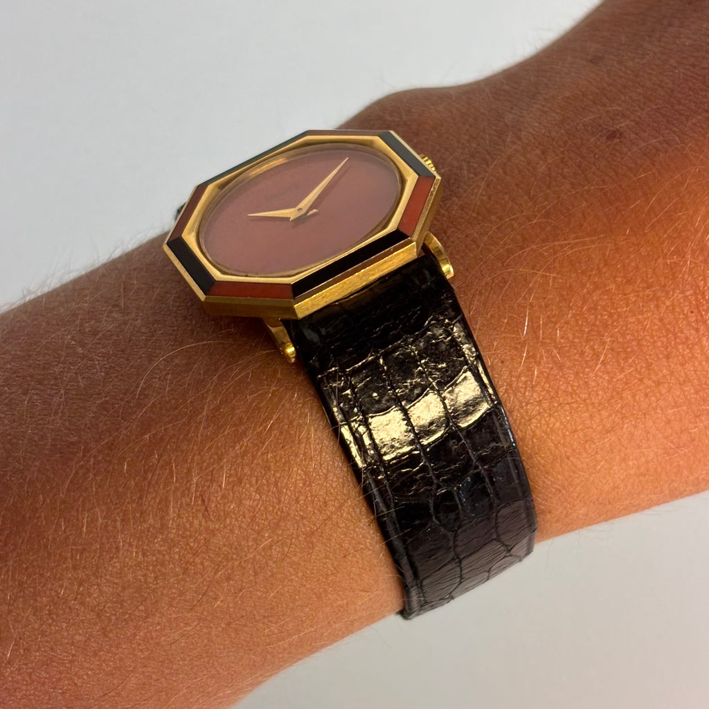 Piaget 18k Coral & Onyx