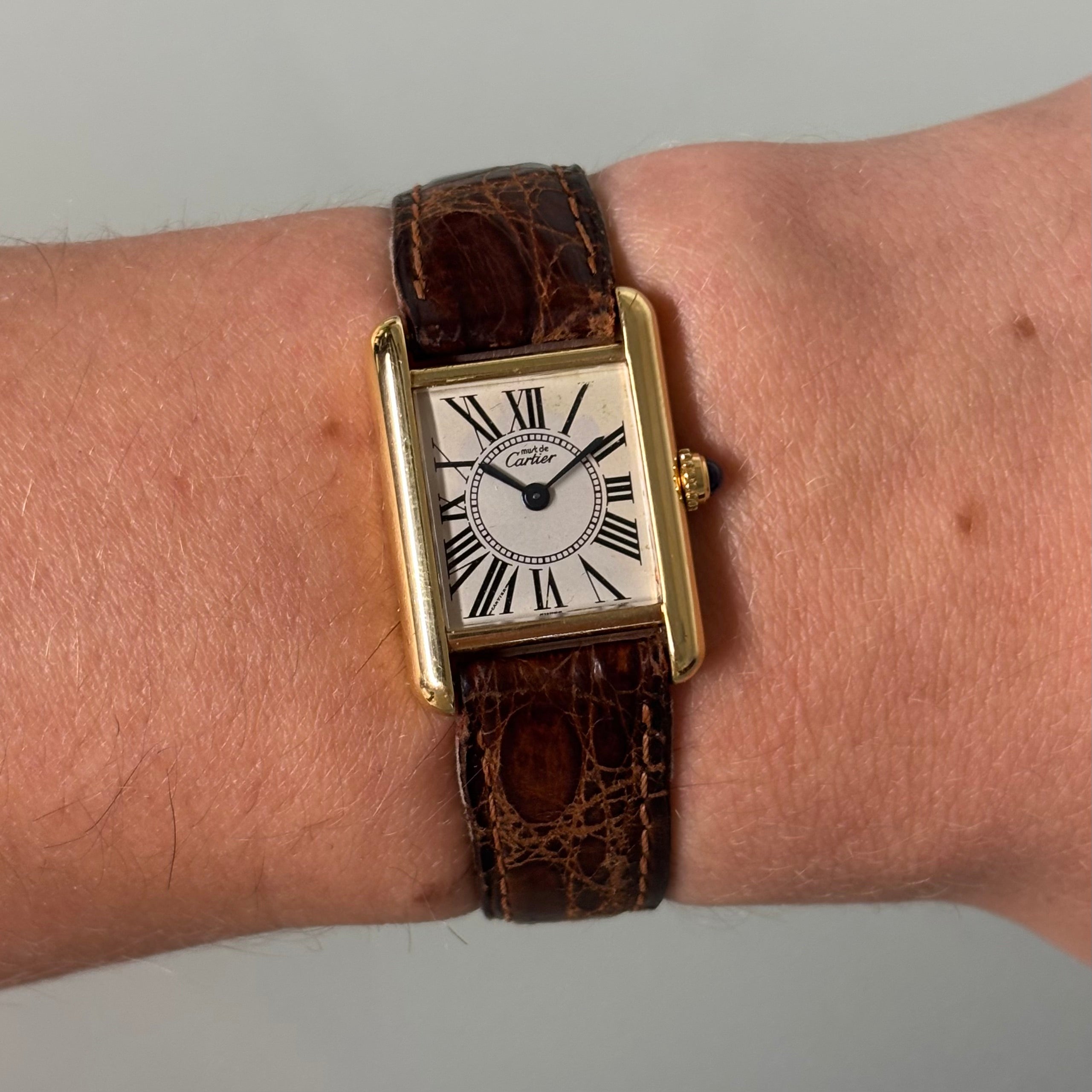 Cartier Tank PM Opaline with original strap & clasp