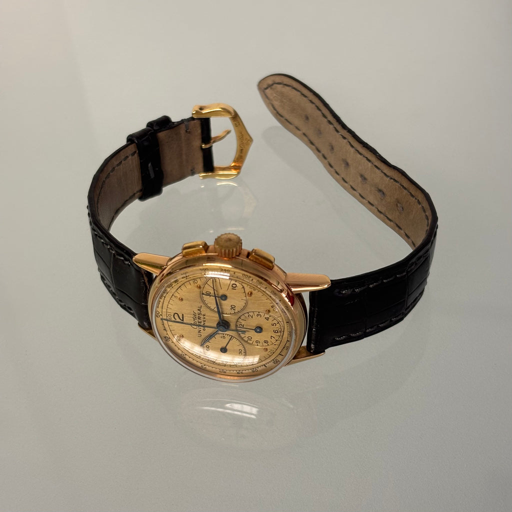Cartier Universal Genève 18k Rose Gold Compax