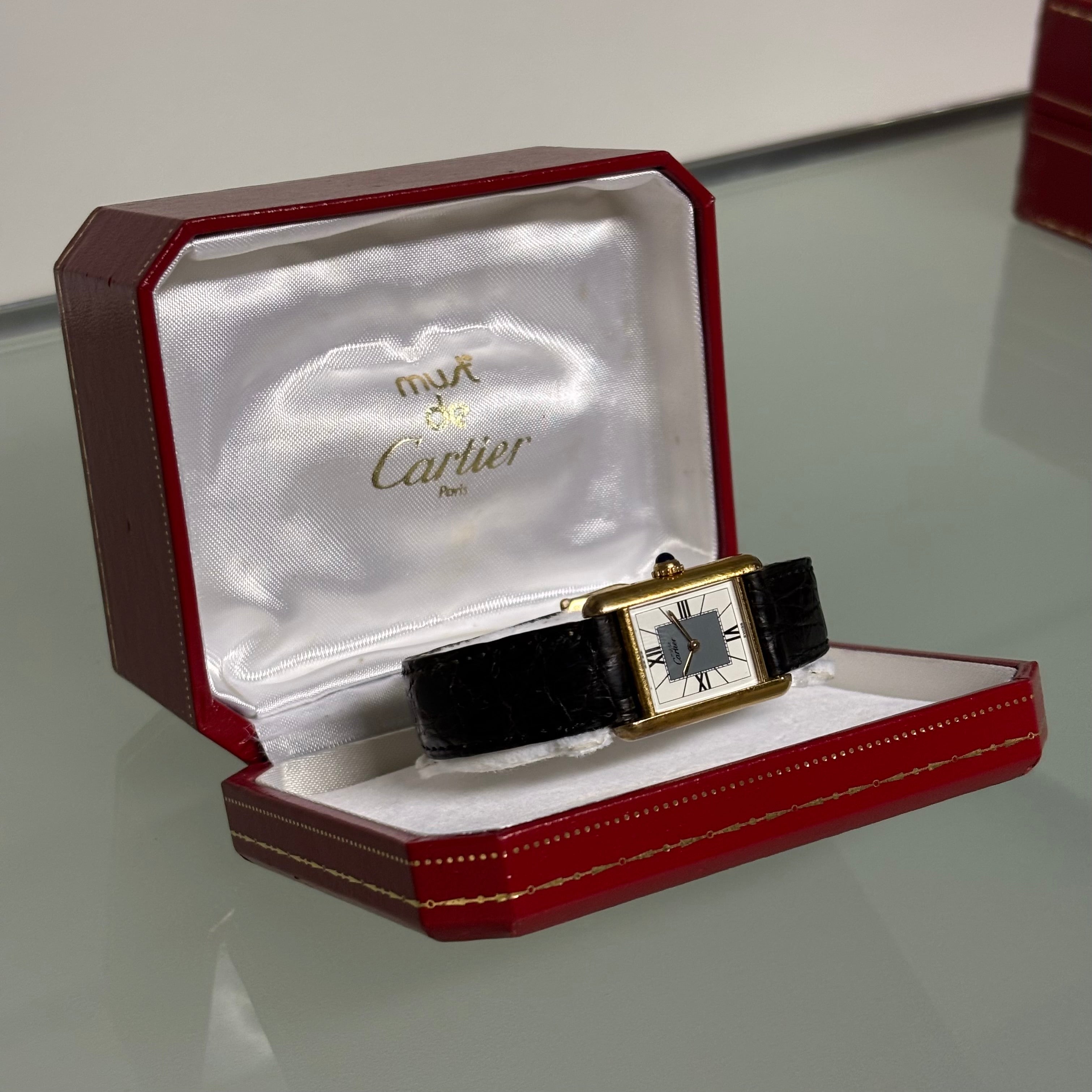 Cartier Tank PM with original box, strap & clasp