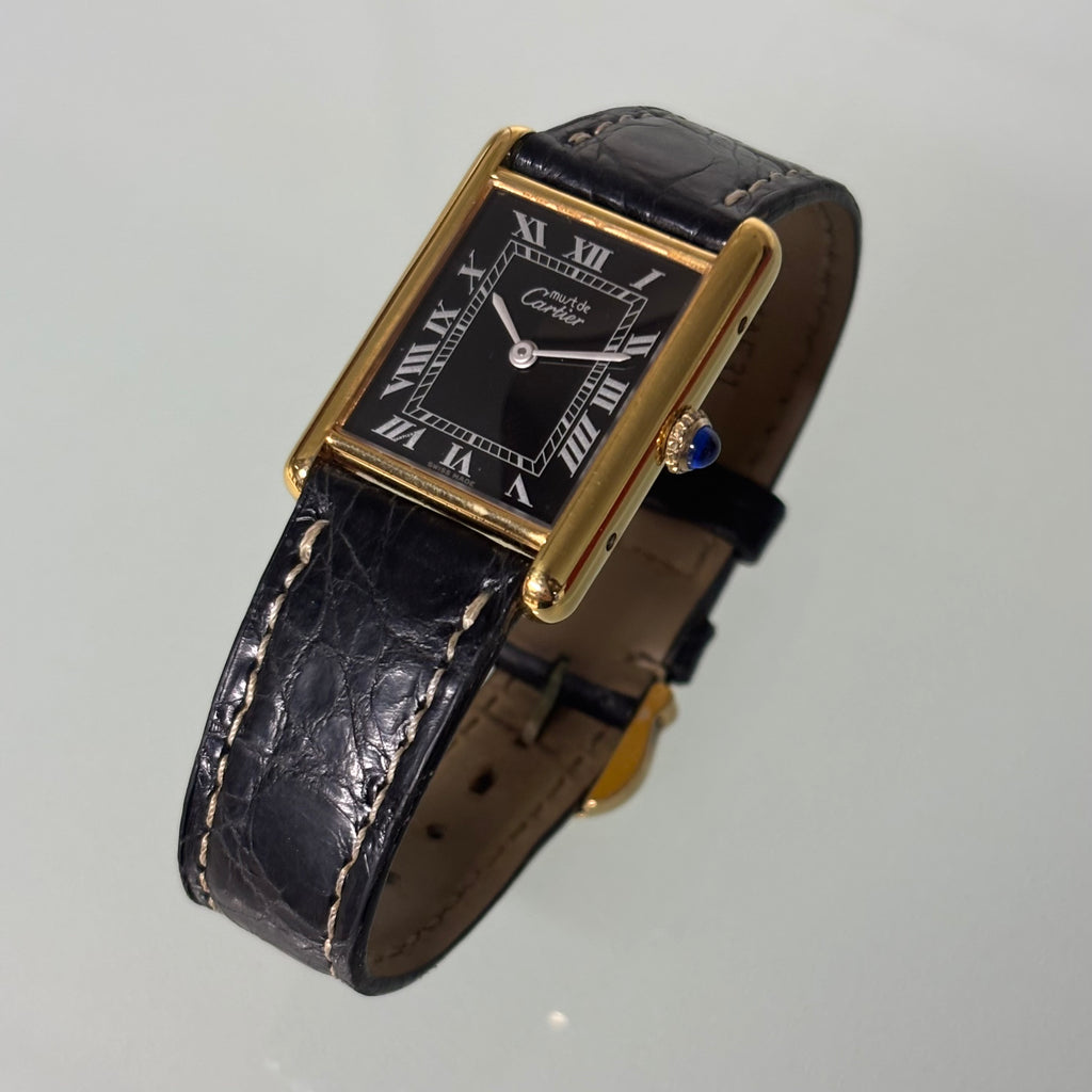 Cartier Tank GM black dial with buckle