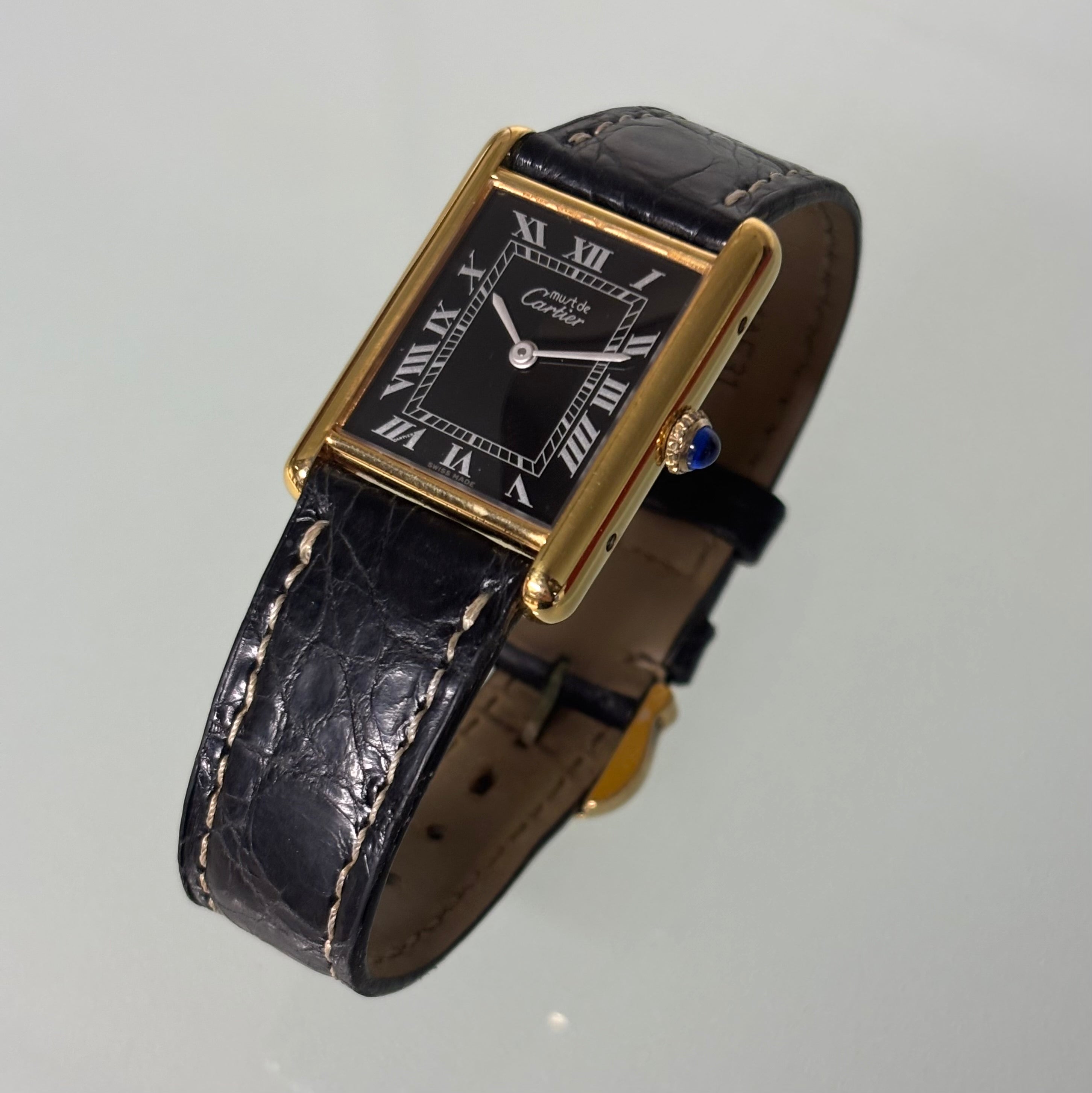 Cartier Tank GM black dial with buckle