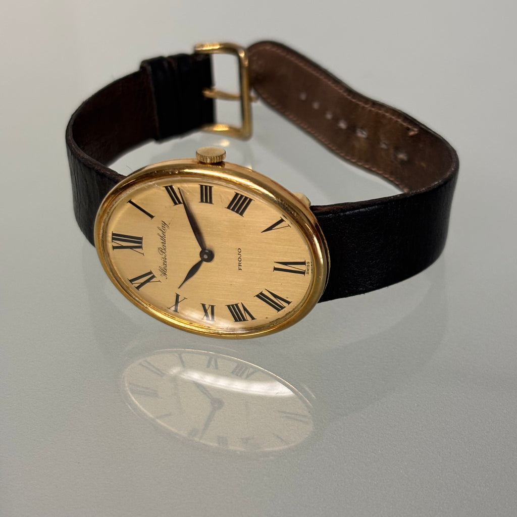 Alexis Barthelay Oval Wristwatch – Frojo Signed Dial, 18K Gold