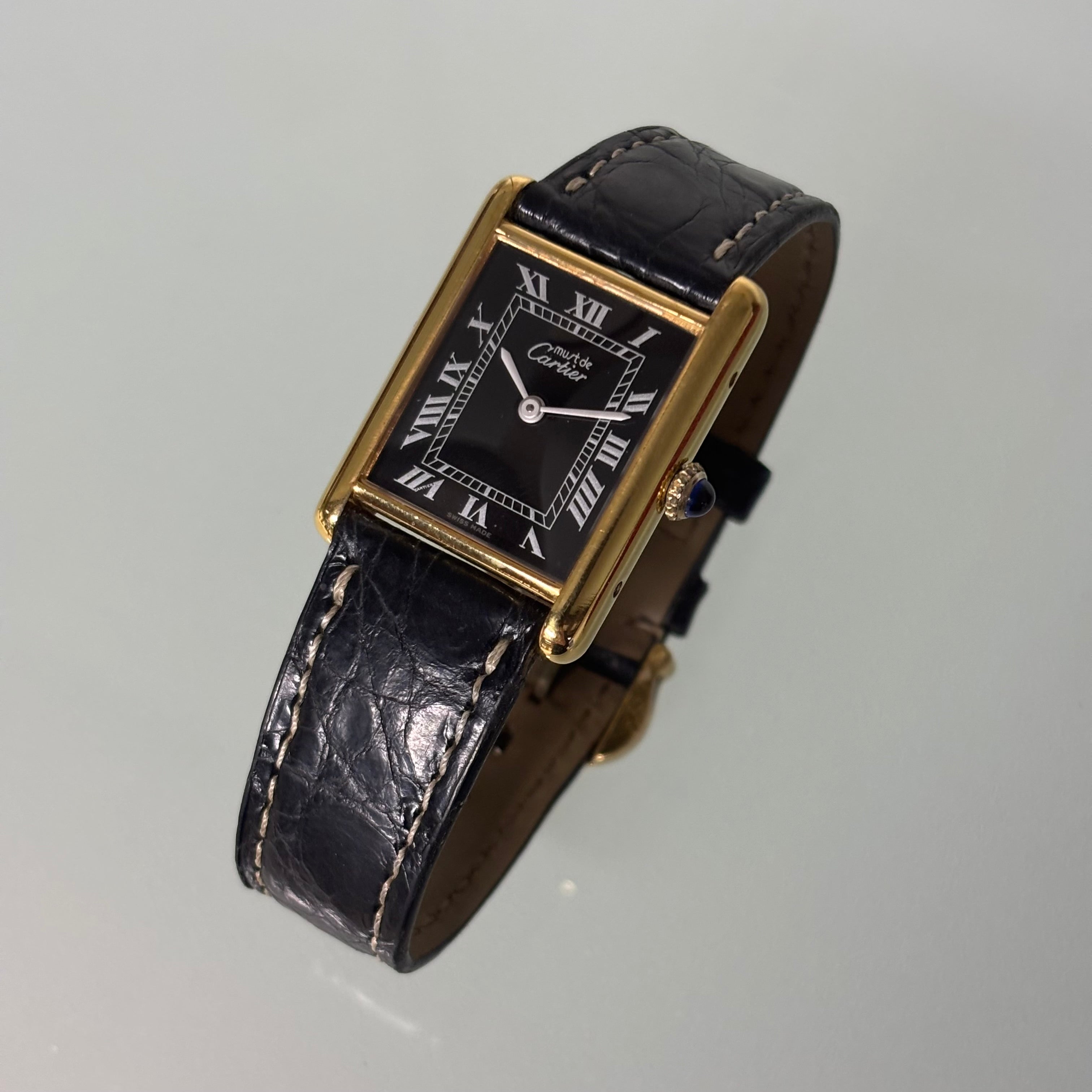 Cartier Tank GM black dial with buckle