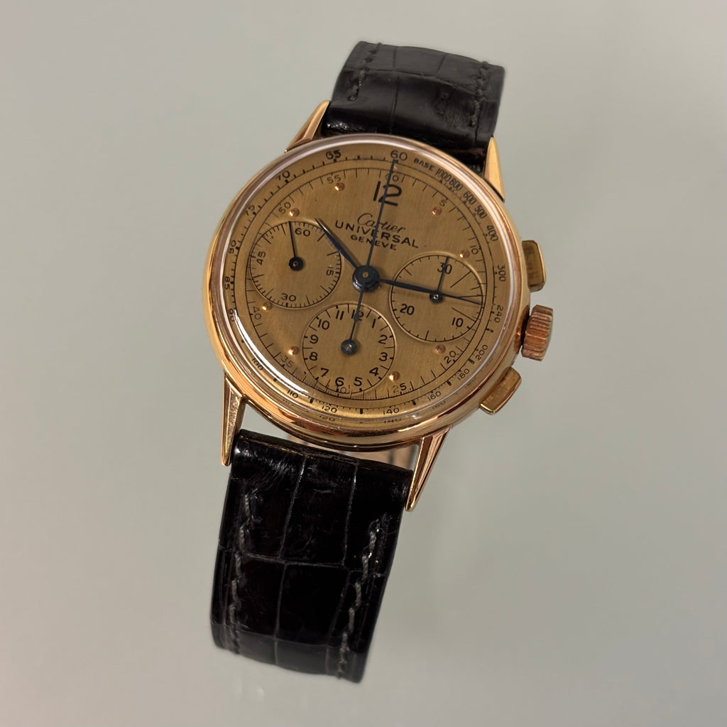 Cartier Universal Genève 18k Rose Gold Compax