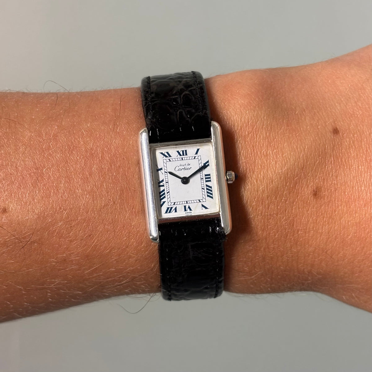 Cartier Tank PM Silver Blue roman numerals