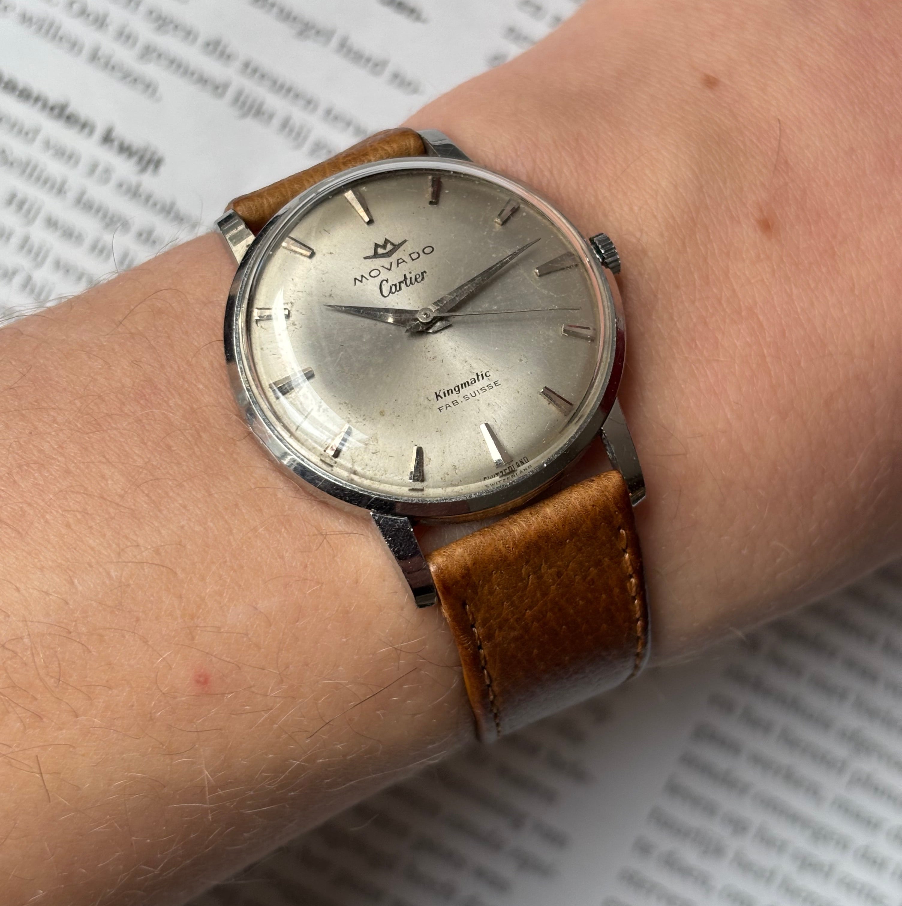 Movado Cartier signed Kingmatic with strap & buckle