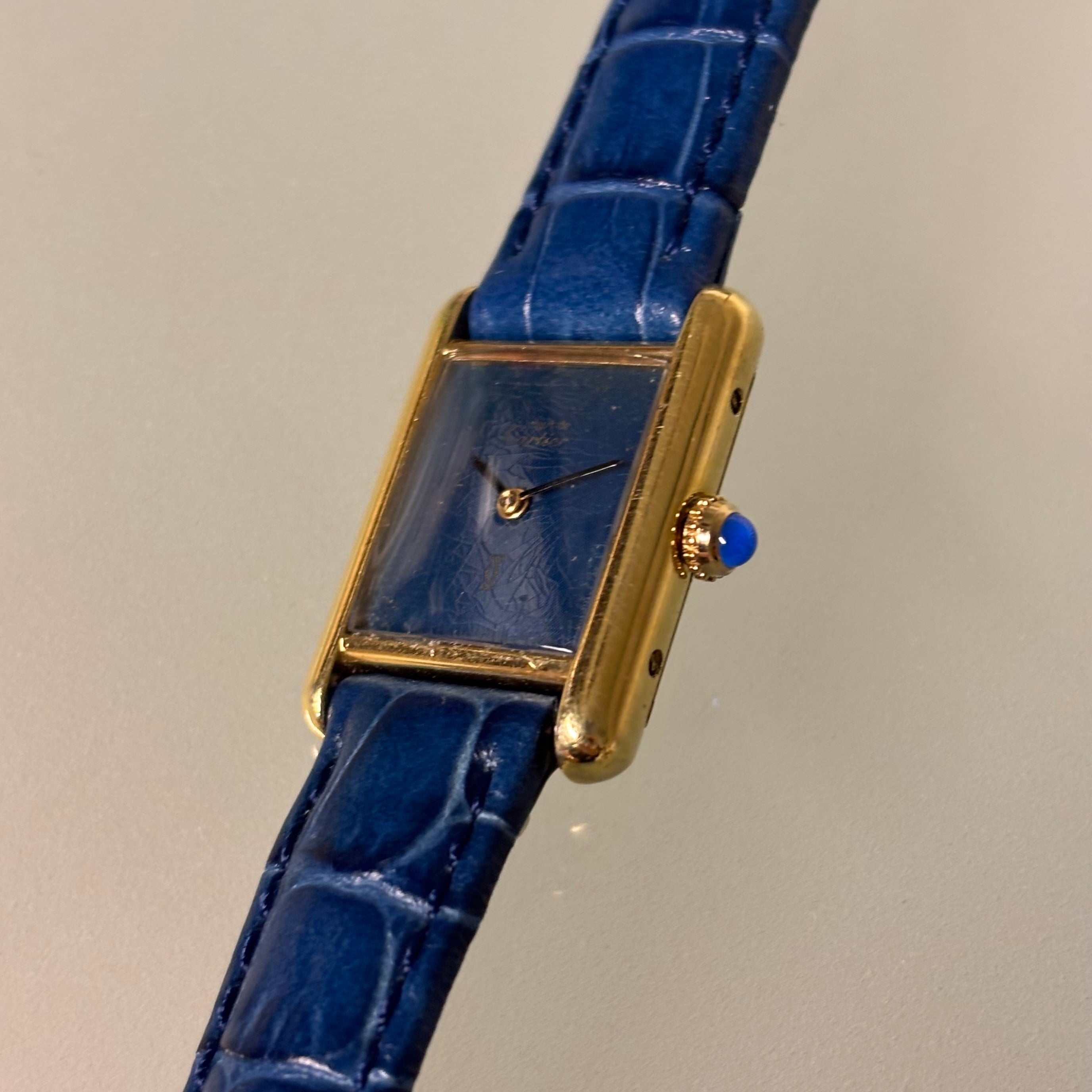 Cartier Tank Lapis lacquer PM with original buckle