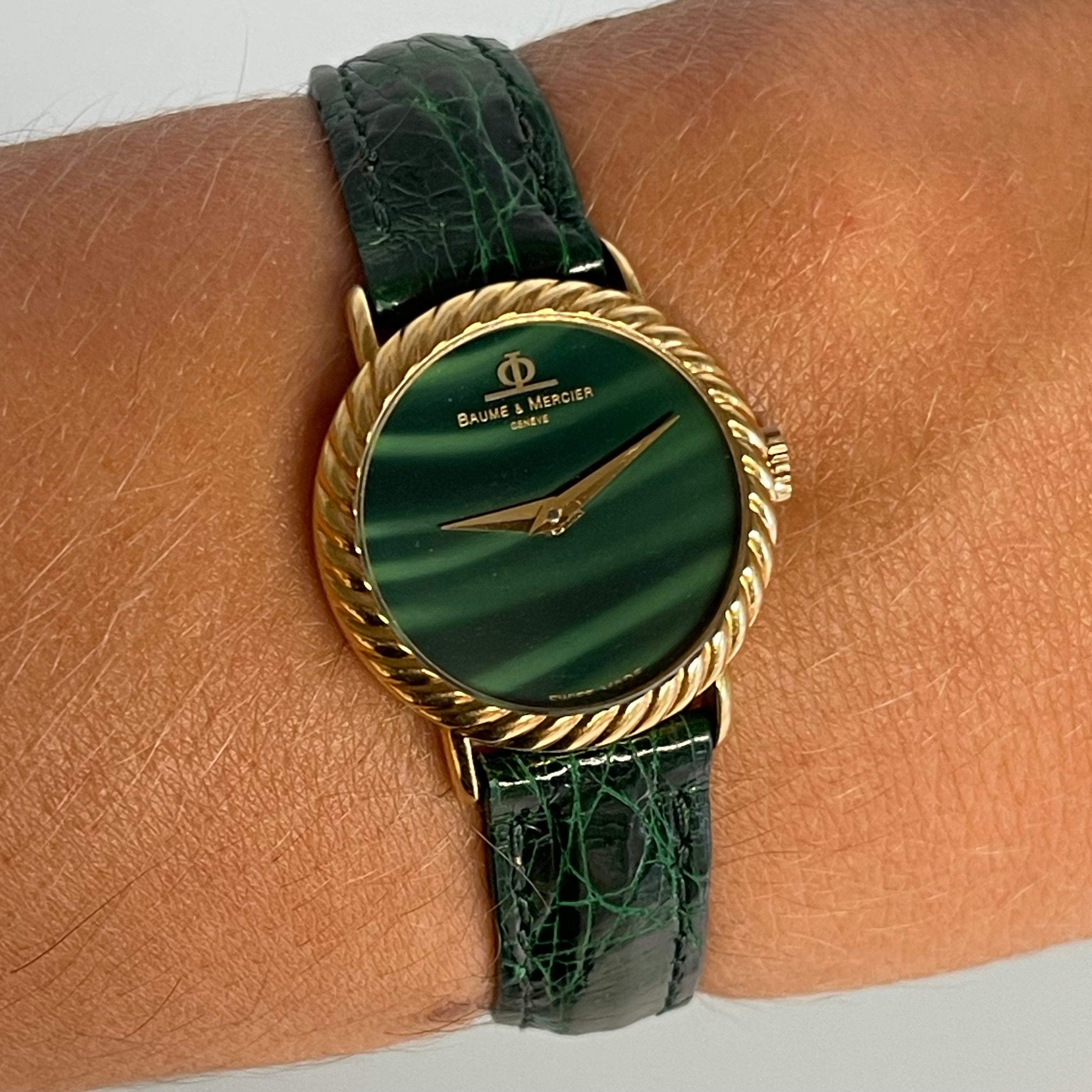 Beaume & Mercier 18k malachite with rare clasp