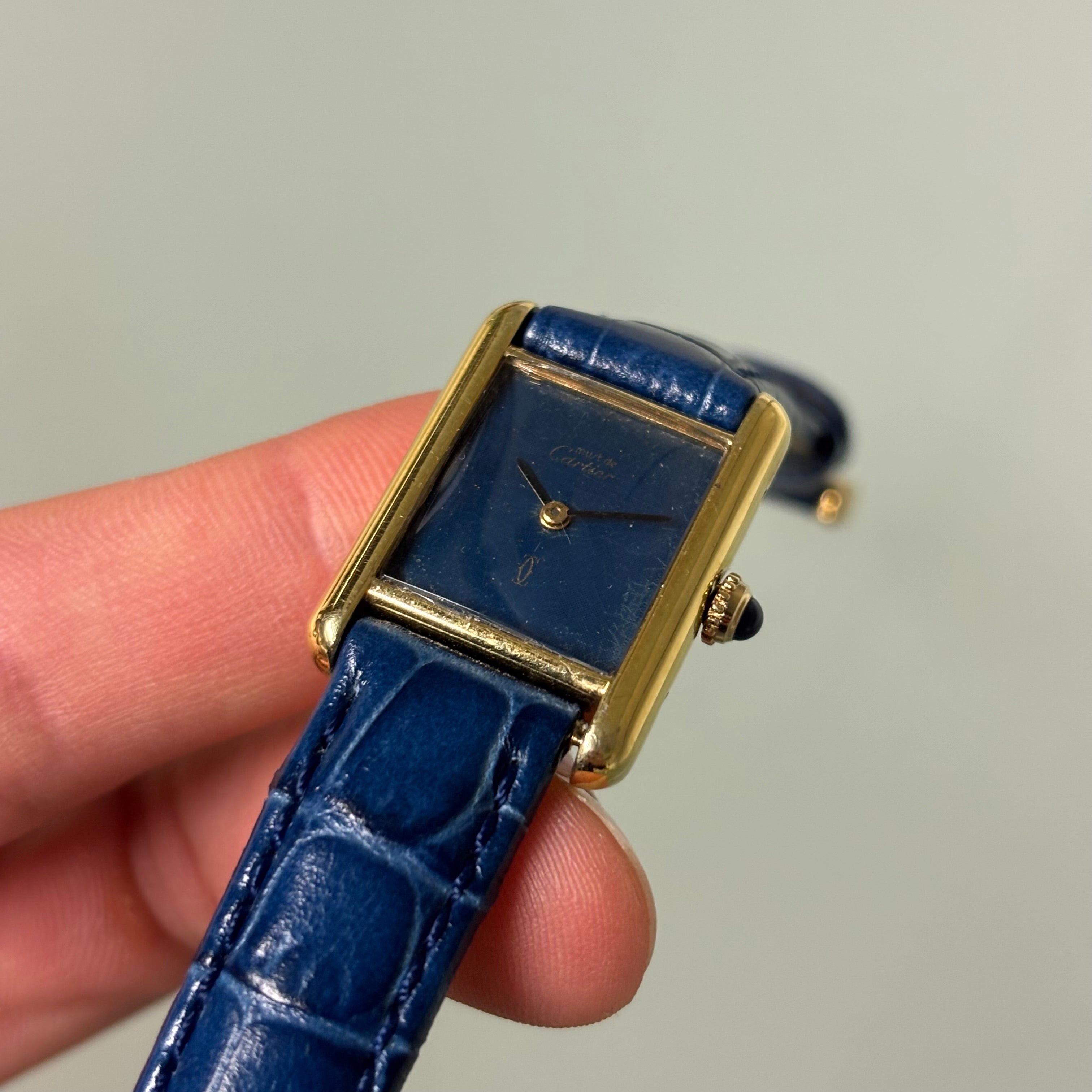 Cartier Tank Lapis lacquer PM with original buckle