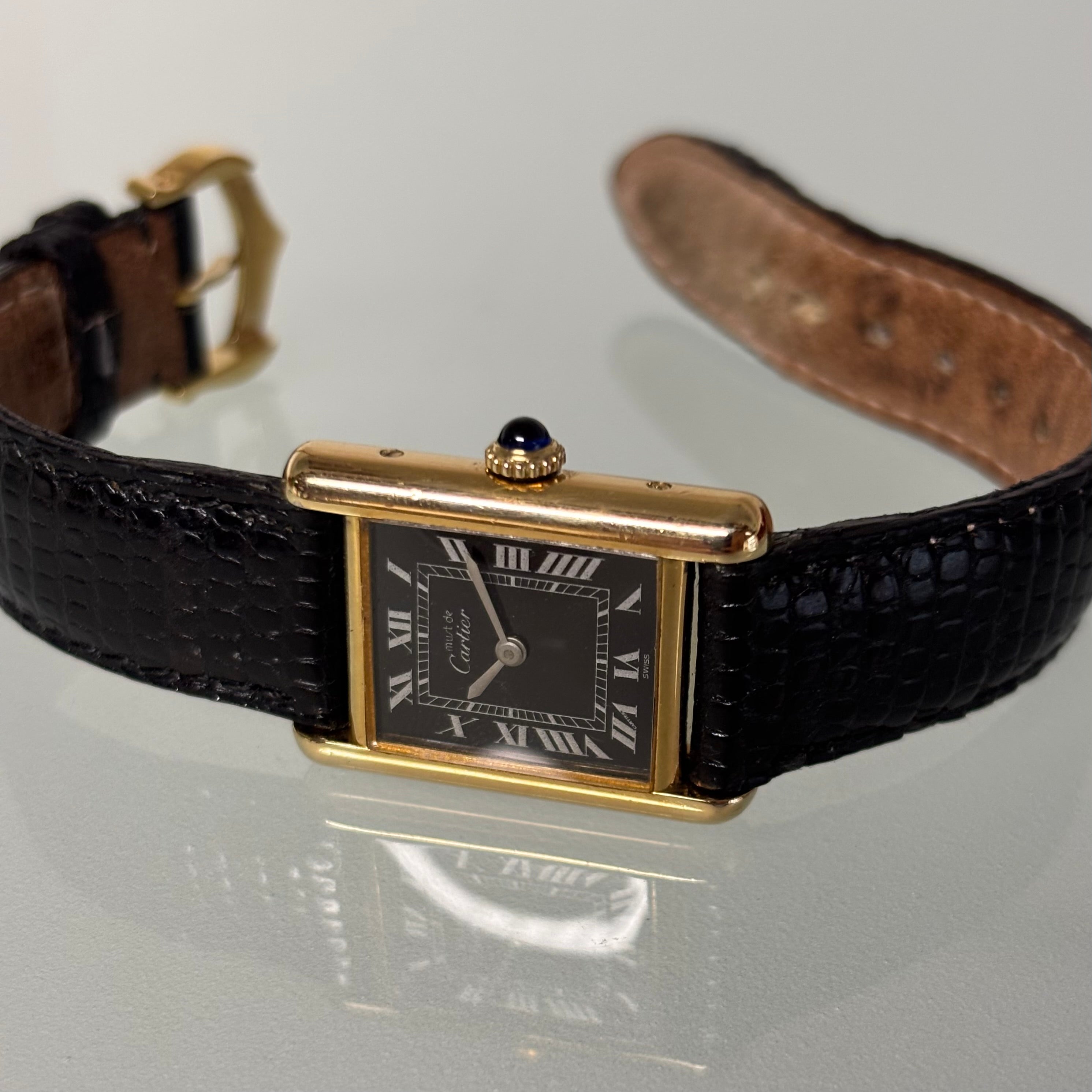 Cartier Tank PM Black/White dial FULL SET