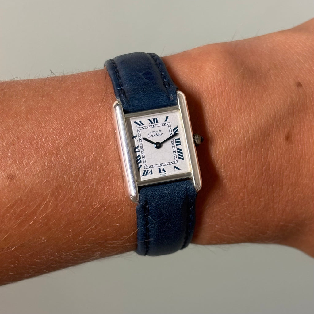 Cartier Tank PM blue Roman dial