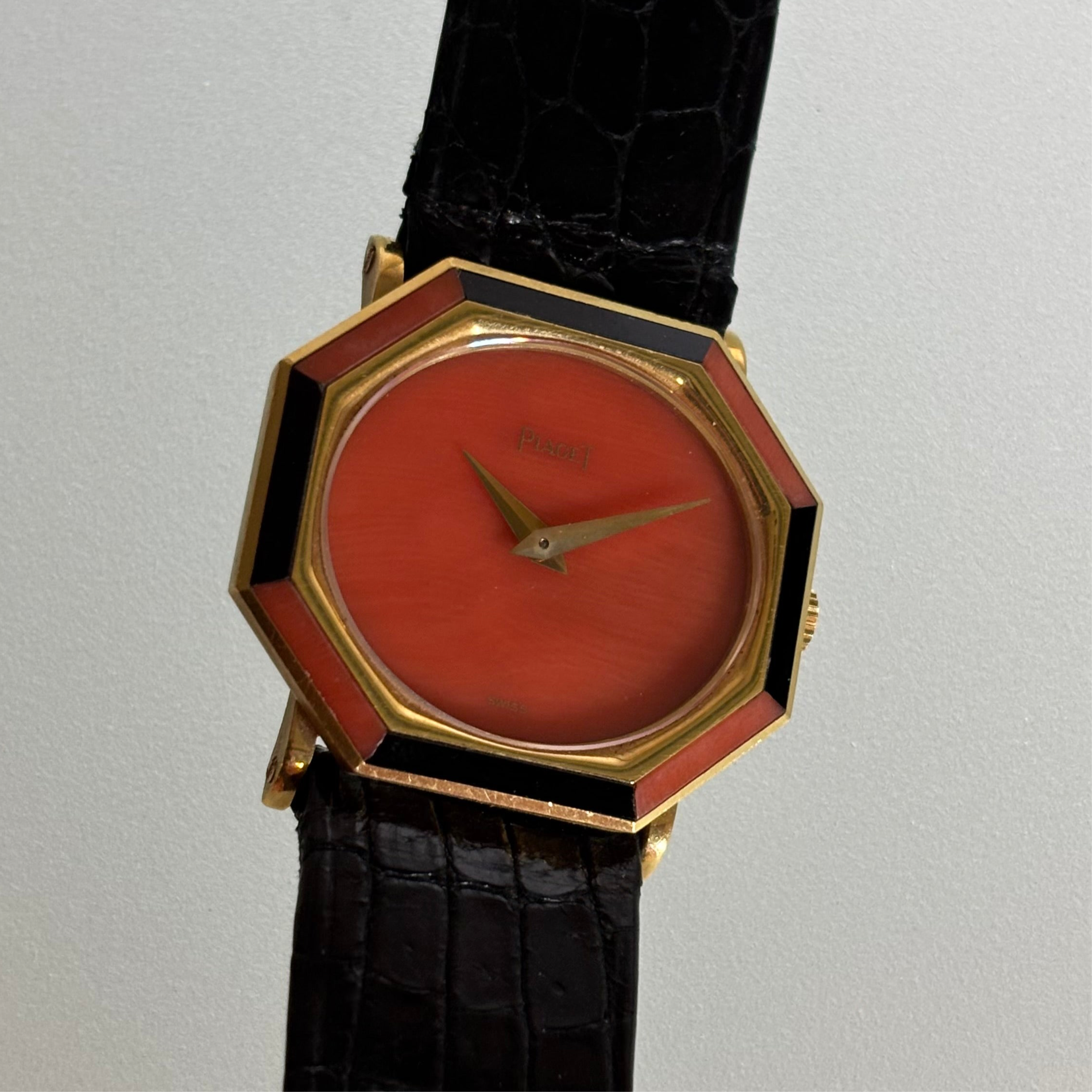 Piaget 18k Coral & Onyx