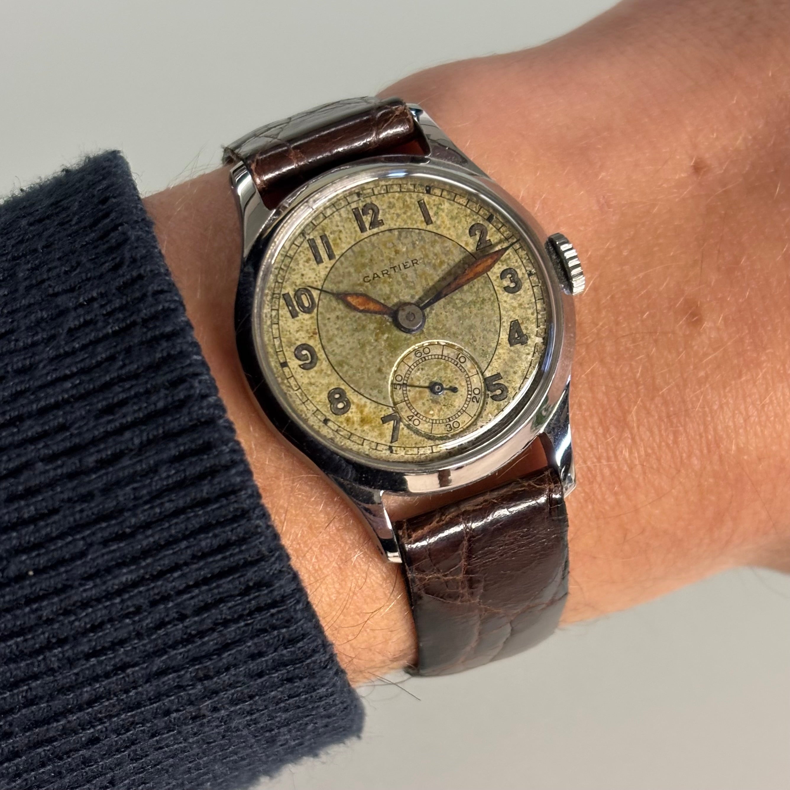 Cartier EWC Wristwatch – Steel Case with Patina Dial