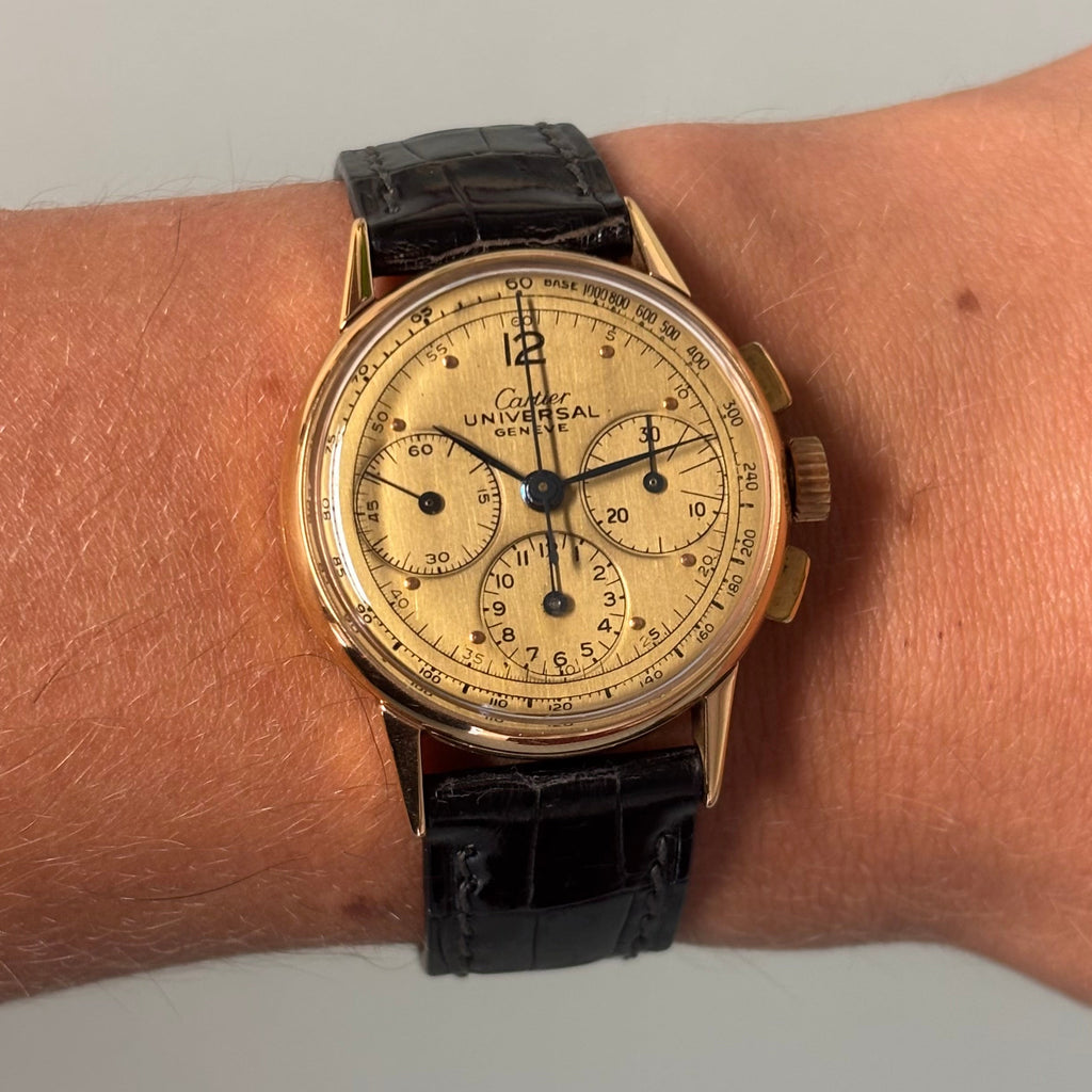 Cartier Universal Genève 18k Rose Gold Compax